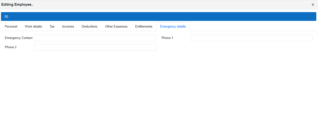 Emergency details tab view