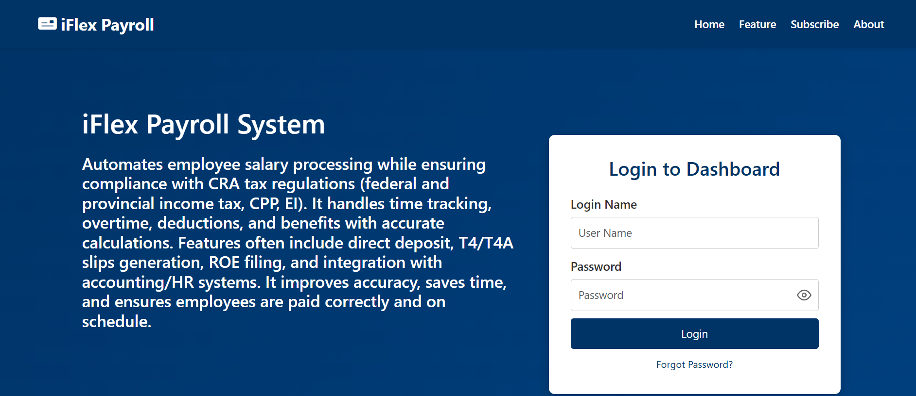 Homepage showing the Subscribe option